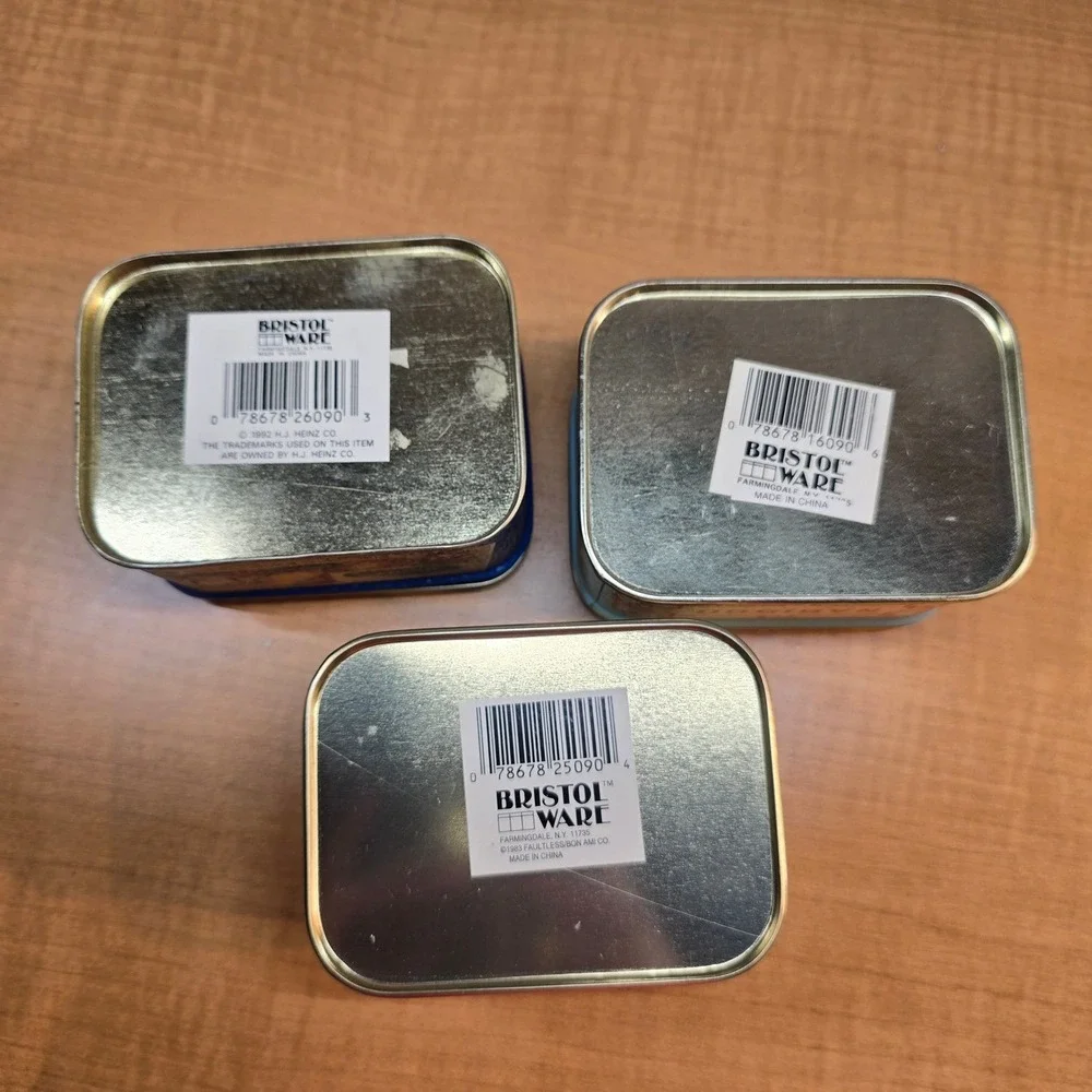 3 Retro Reproduction Bristol Ware Tins 1983 Bon Ami, Heinz, Nabisco Great Shape!